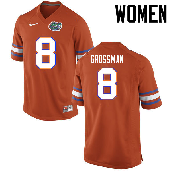 Women Florida Gators #8 Rex Grossman College Football Jerseys Sale-Orange